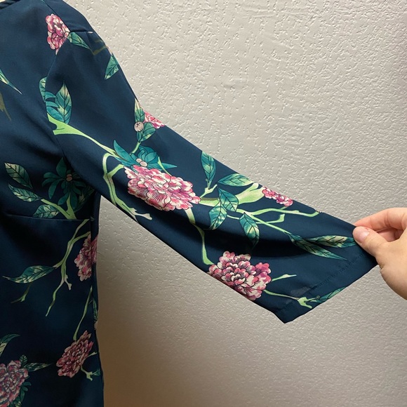 Anthropologie HD in Paris Floral Blouse – Dark Green, Machine Washable - Picture 5 of 7